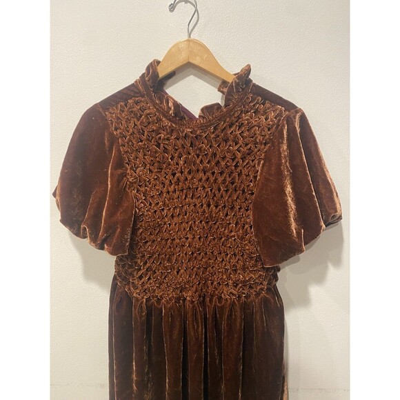 Free People Gum Drop Velvet Minidress in Chocolate Sz L NEW $168 - Picture 5 of 11